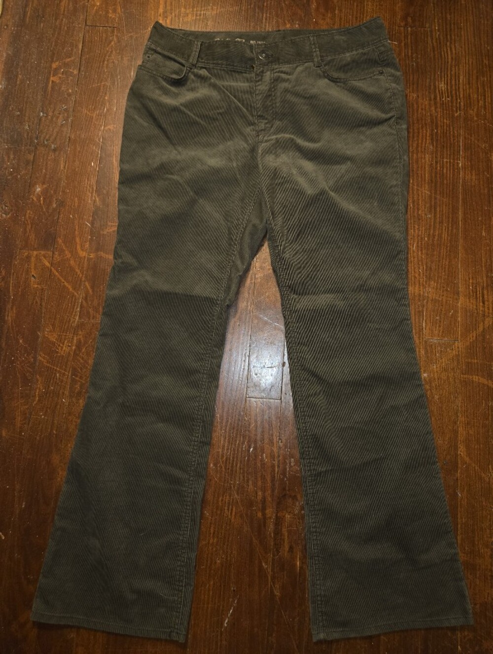Eddie Bauer Dark Brown Corduroy Boot-Cut Pants Curvy Mid Rise